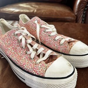 Pink Floral Platform Converse